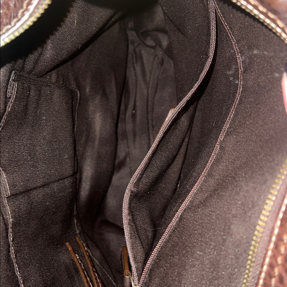 Coach Chelsea Laced Brown Pebbled Leather Duffle Shoulder Bag VINTAGE - Picture 15 of 16